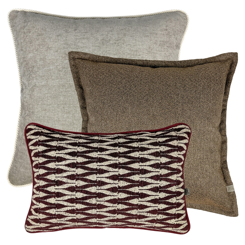 Brązowo-bordowy zestaw poszewek na poduszki No. 2
