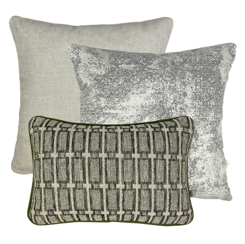 Beżowo-zielony zestaw poszewek na poduszki No. 3