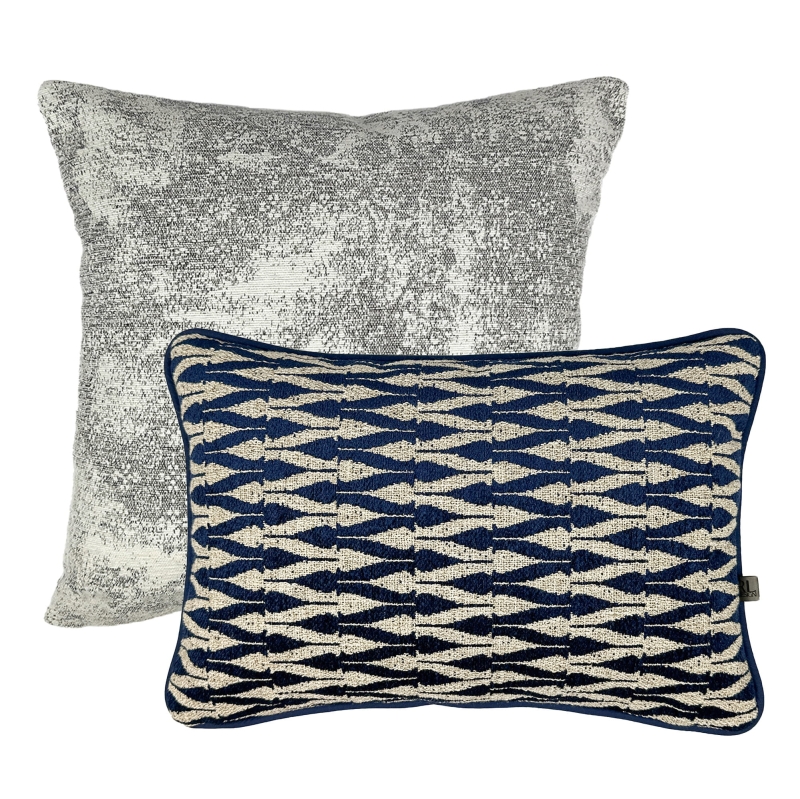 Szaro-granatowy zestaw poszewek na poduszki No. 21