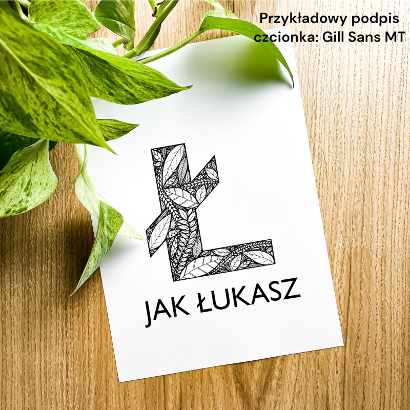 Plakat posiadający motyw roślinny z możliwością personalizacji - litera Ł - przykładowy podpis