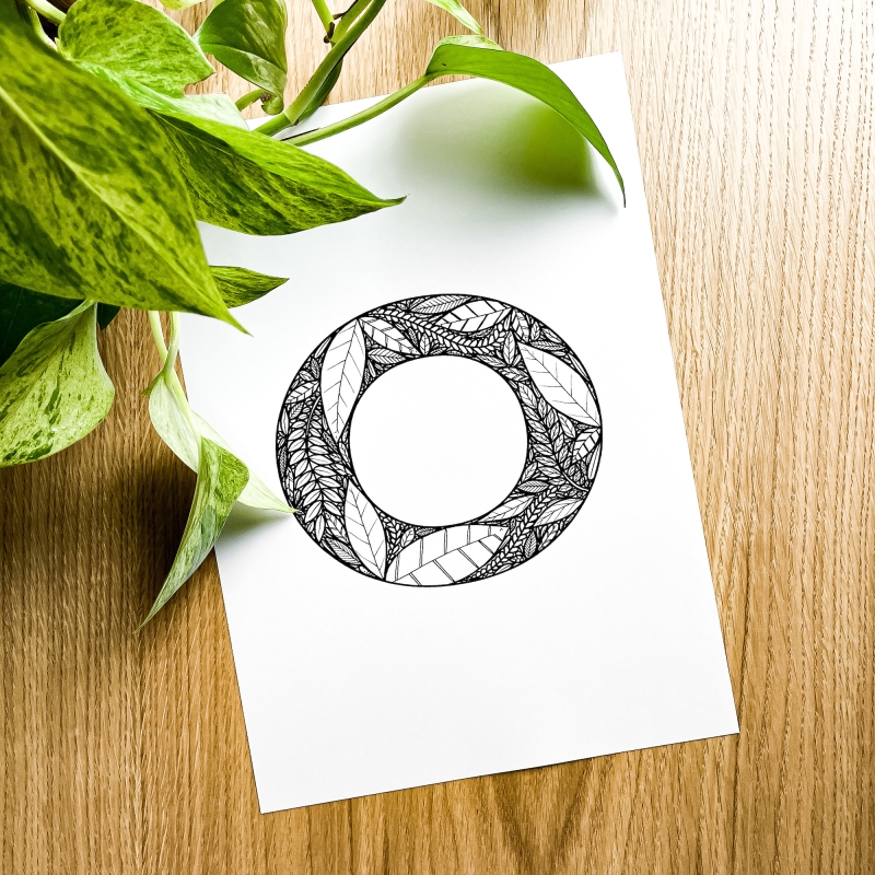 Plakat posiadający motyw roślinny z możliwością personalizacji - litera O