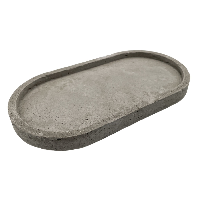 Owalna taca betonowa - surowy beton 18x9,5 cm
