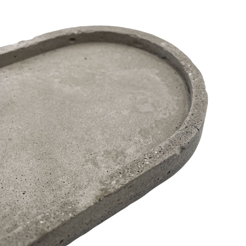 Owalna taca betonowa - surowy beton 18x9,5 cm - detal