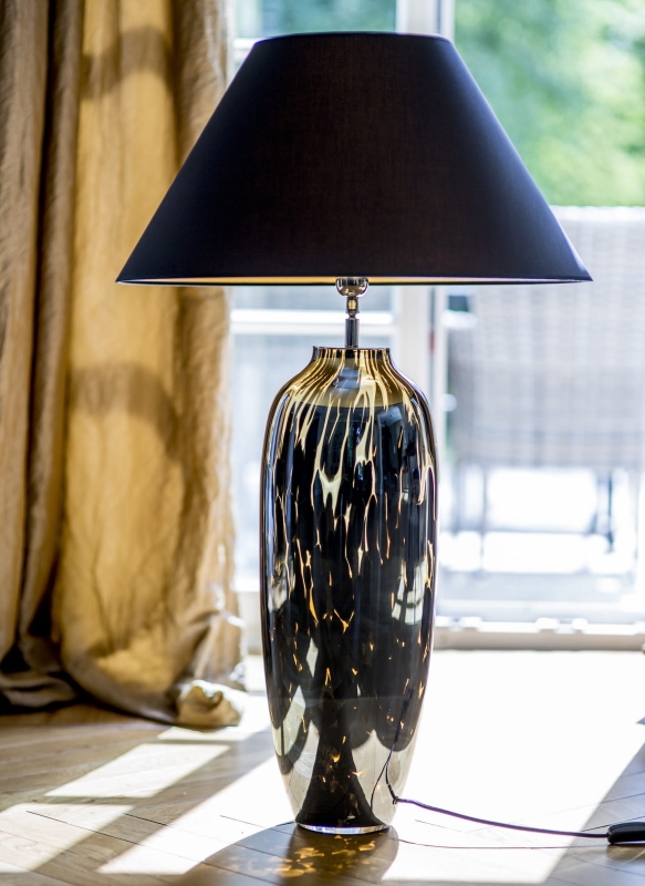 Czarna szklana lampa stołowa ALHAMBRA.