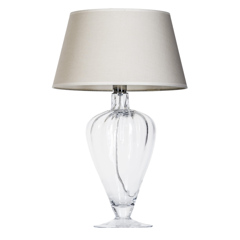 Szklana lampka stołowa z beżowym abażurem BRISTOL.