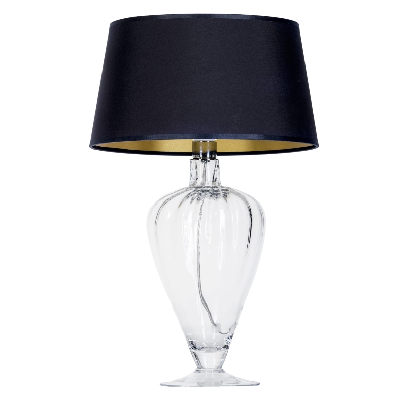 Szklana lampka stołowa z czarno-złotym abażurem BRISTOL.