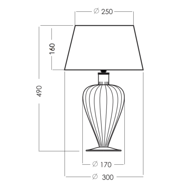 Czarna szklana lampa stołowa BRISTOL TRANSPARENT BLACK - rysunek.