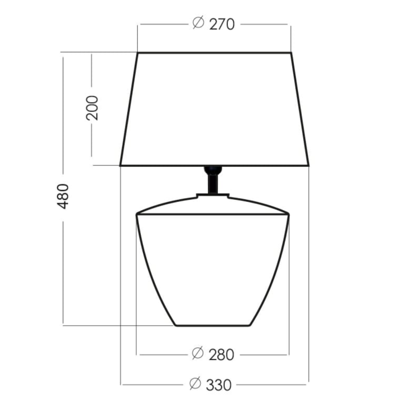 Szklana lampa stołowa PARMA - rysunek.