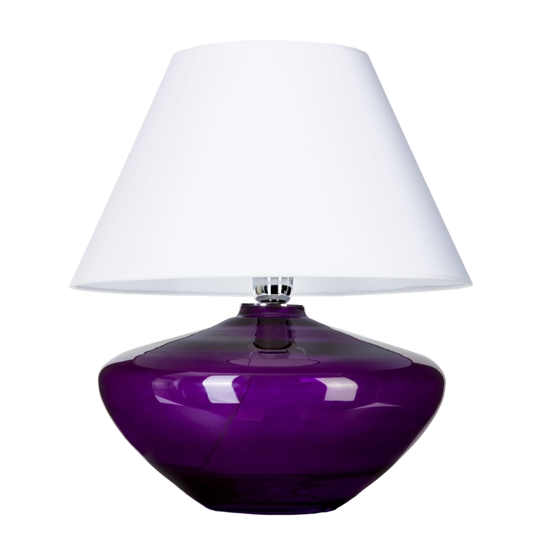 Fioletowa szklana lampa stołowa z białym abażurem MADRID VIOLET.