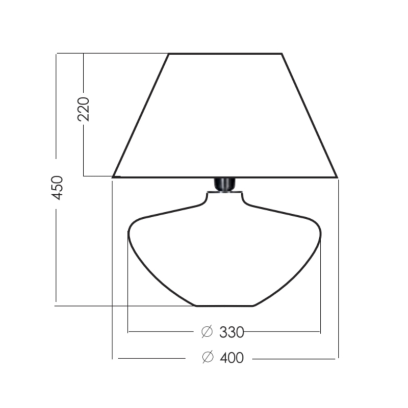 Fioletowa szklana lampa stołowa MADRID VIOLET - rysunek.