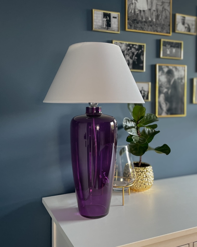 Fioletowa szklana lampa stołowa BILBAO VIOLET.