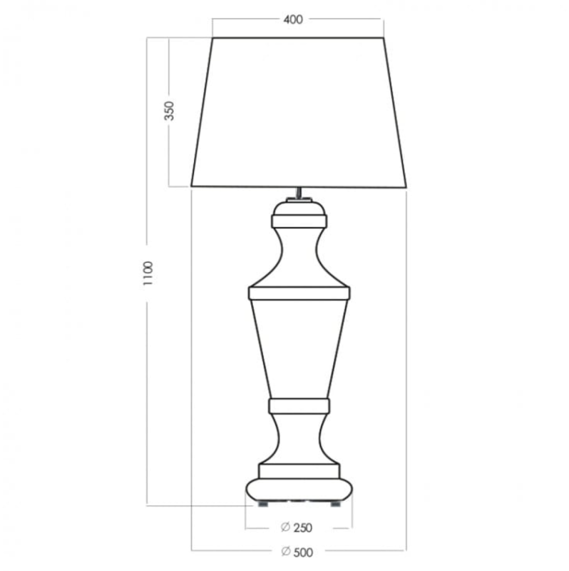 Duża złota lampa stołowa ze szkła ROMA PLATINUM - rysunek.