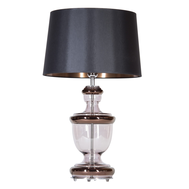 Elegancka miedziana lampa stołowa z czarno-miedzianym abażurem TIVOLI COPPER.