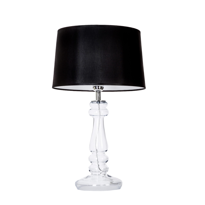 Ozdobna szklana lampa stołowa z czarnym abażurem PETIT TRIANON.