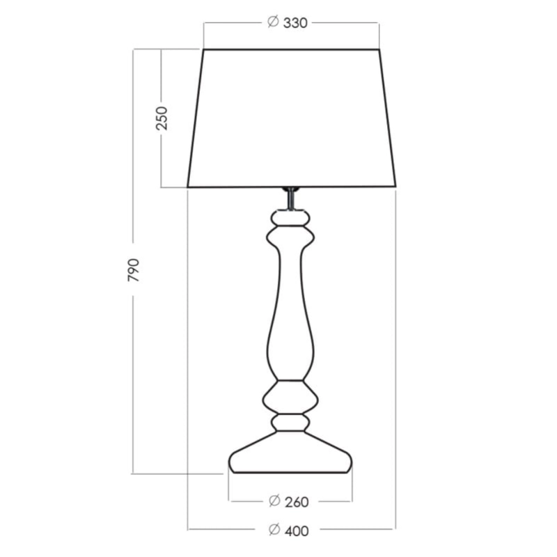 Dekoracyjna szklana lampa stołowa VERSAILLES - rysunek.