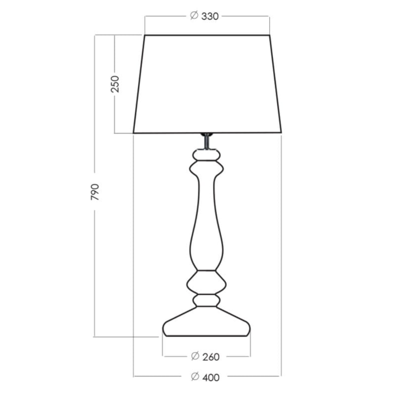 Dekoracyjna szklana lampa stołowa VERSAILLES - rysunek.
