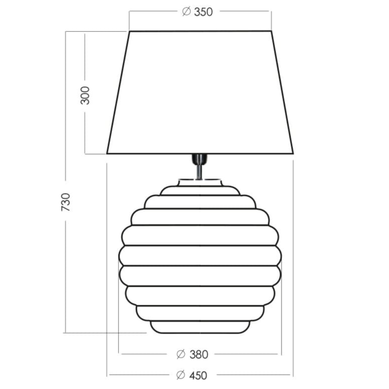 Biała szklana lampa stołowa SAINT TROPEZ WHITE - rysunek.