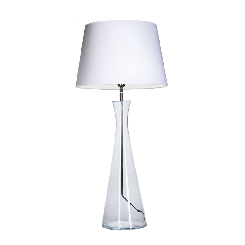Wysoka szklana lampa stołowa z białym abażurem CHIANTI.