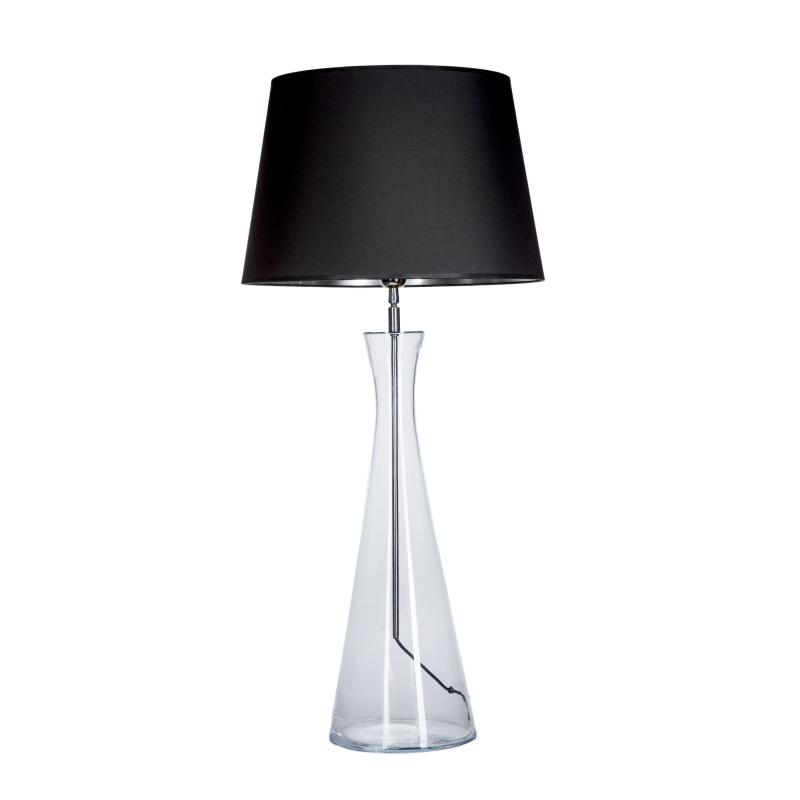 Wysoka szklana lampa stołowa z czarno-srebrnym abażurem CHIANTI.