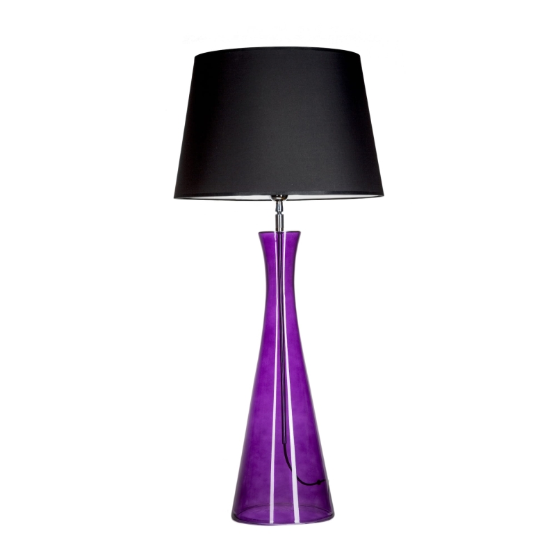 Wysoka fioletowa lampa stołowa ze szkła z czarnym abażurem CHIANTI.