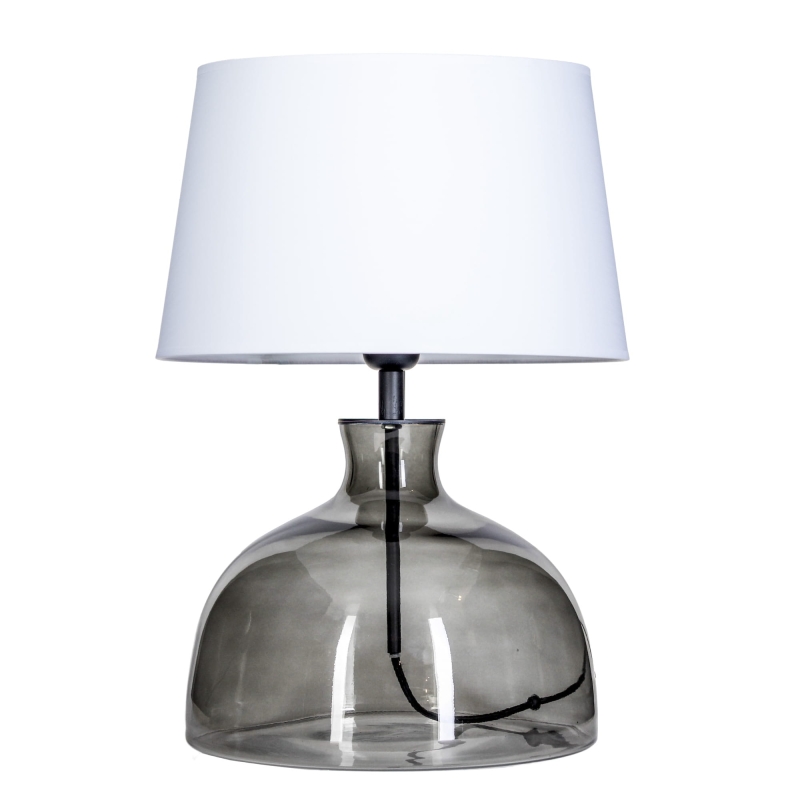 Antracytowa szklana lampa z białym abażurem HAGA.
