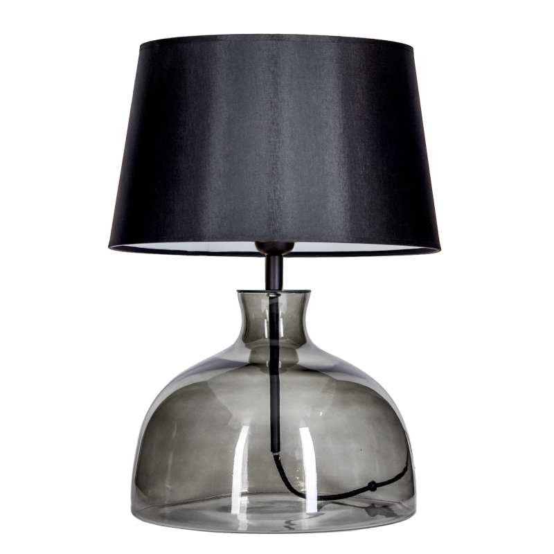 Antracytowa szklana lampa z czarnym abażurem HAGA.