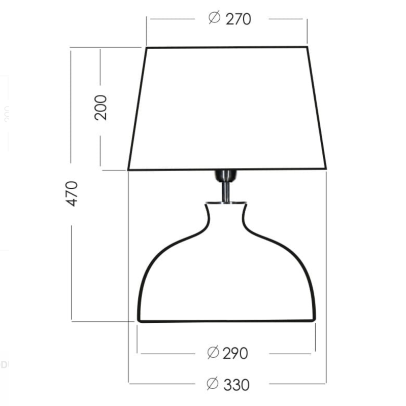 Antracytowa szklana lampa HAGA - rysunek.