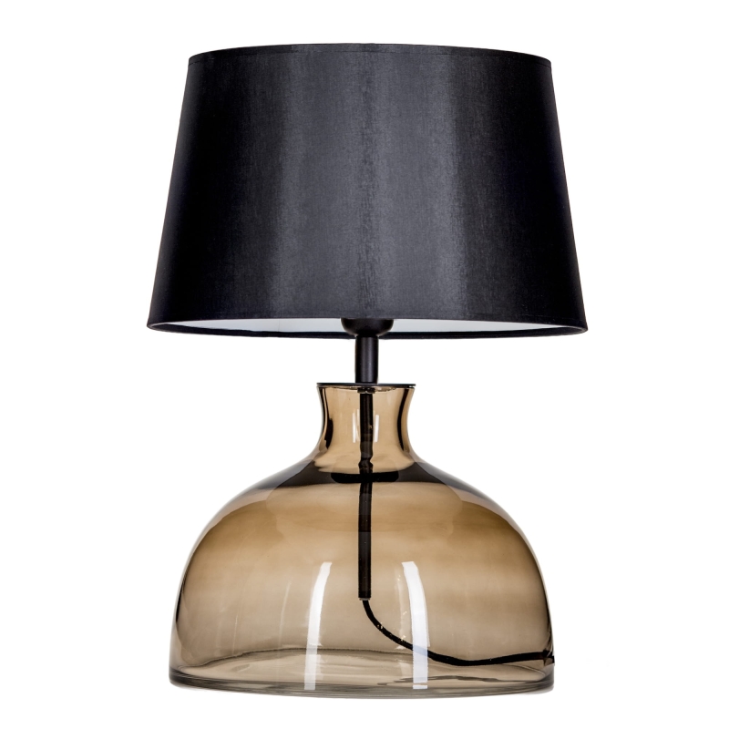 Szklana lampa taupe z czarnym abażurem HAGA TAUPE.