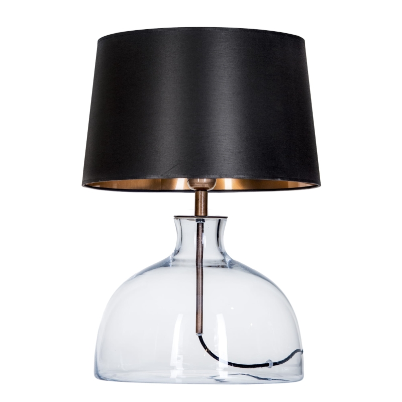 Szklana lampa z czarno-miedzianym abażurem HAGA.