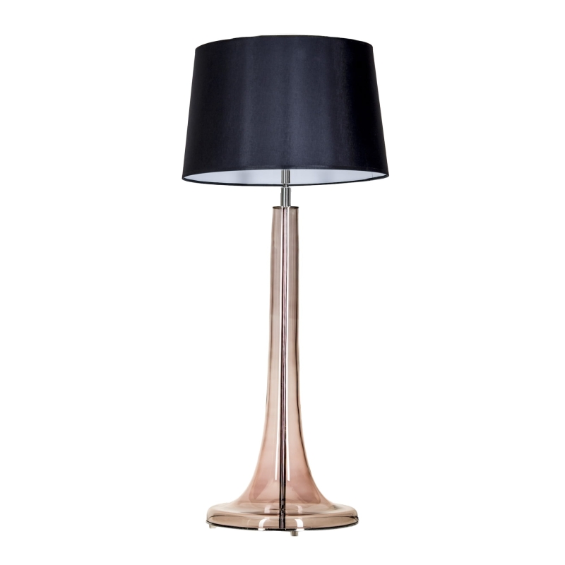 Wysoka miedziana lampa stołowa ze szkła z czarnym abażurem LOZANNA TRANSPARENT COPPER.