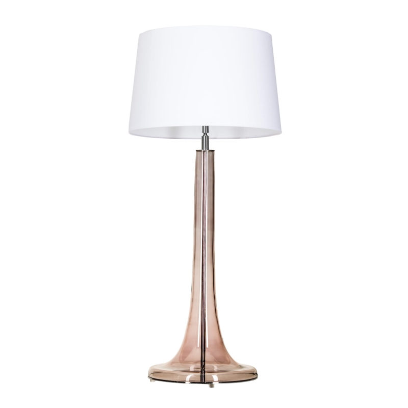 Wysoka miedziana lampa stołowa ze szkła z białym abażurem LOZANNA TRANSPARENT COPPER.