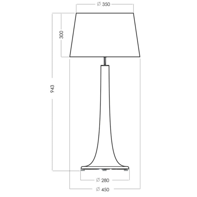 Wysoka miedziana lampa stołowa ze szkła LOZANNA TRANSPARENT COPPER - rysunek.