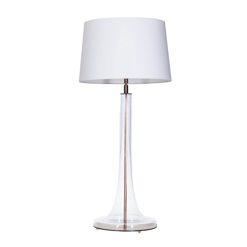 Wysoka lampa stołowa ze szkła z białym abażurem LOZANNA.