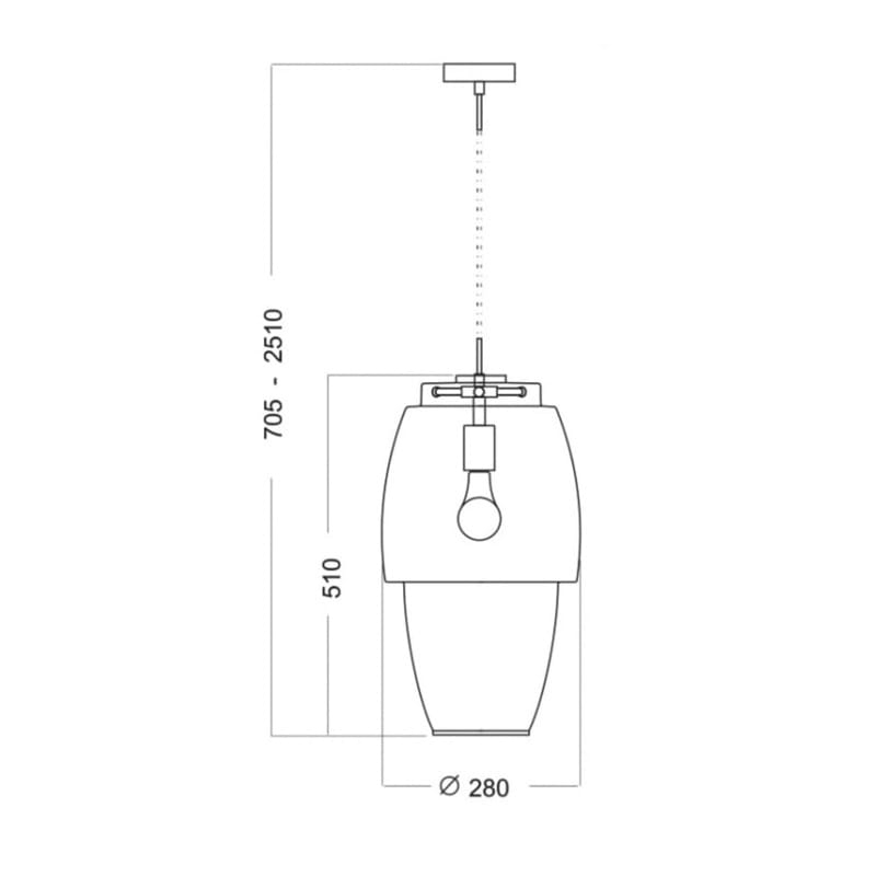 Szklana bursztynowa lampa wisząca ARIEL AMBER LONG - rysunek.