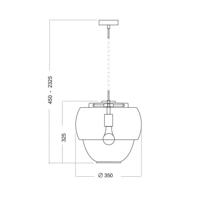 Bursztynowa szklana lampa wisząca ARIEL AMBER WIDE - rysunek.