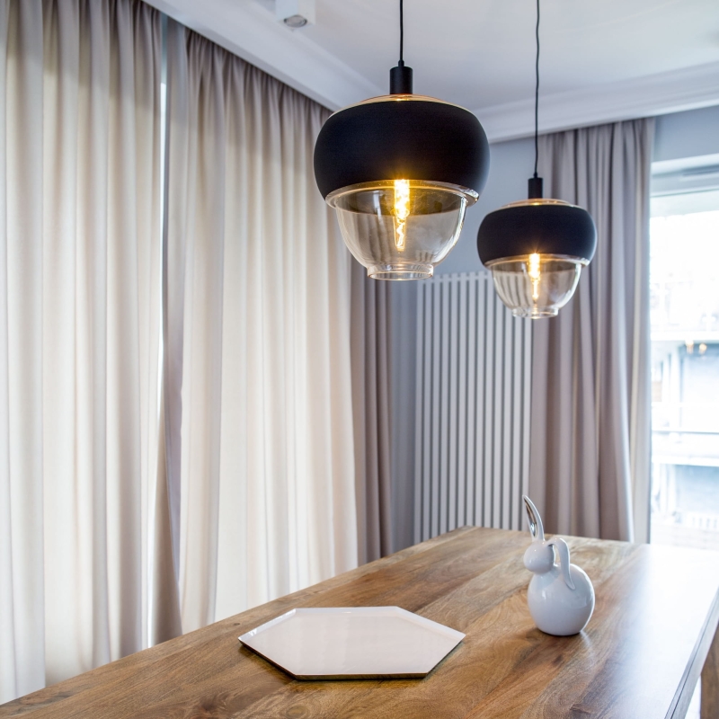 Bursztynowa szklana lampa wisząca ARIEL AMBER WIDE.