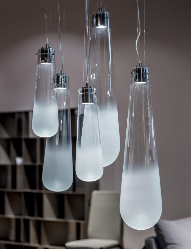 Podłużna szklana lampa wisząca ANDROMEDA FOG S.