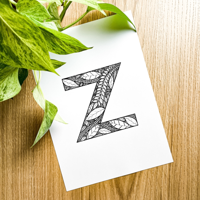 Plakat posiadający motyw roślinny z możliwością personalizacji - litera Z