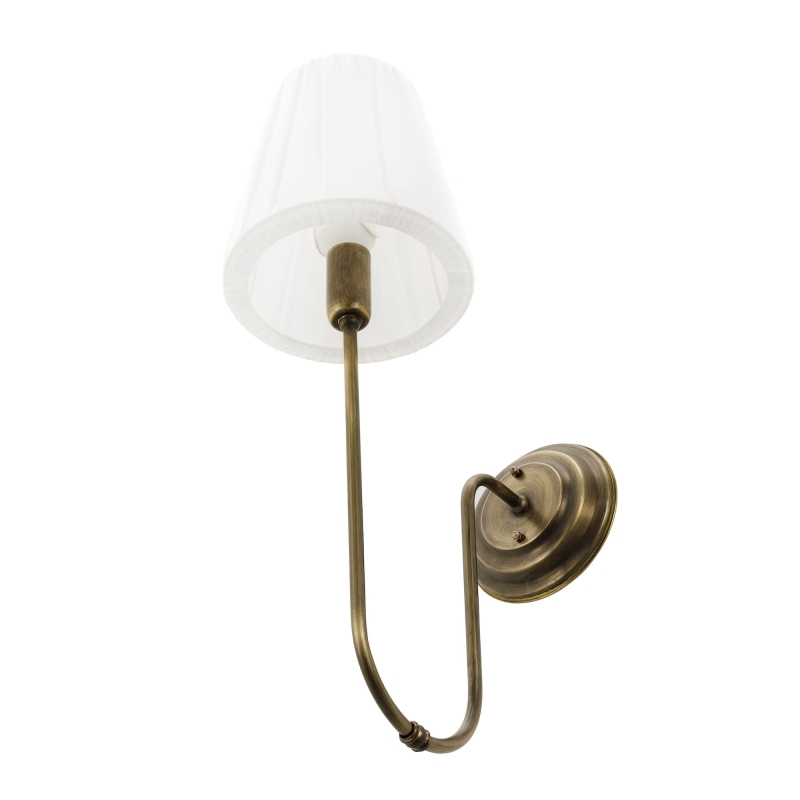 Kinkiet mosiężny z marszczonym abażurem LAW - abażur z mocowaniem na żarówkę.