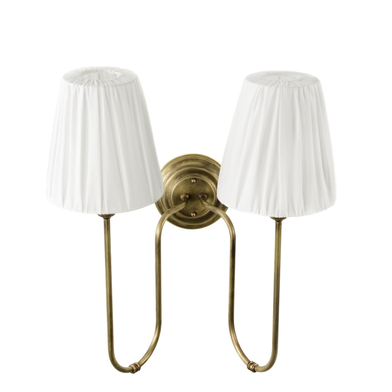 Podwójny kinkiet mosiężny z marszczonymi abażurami LAW TWIN.