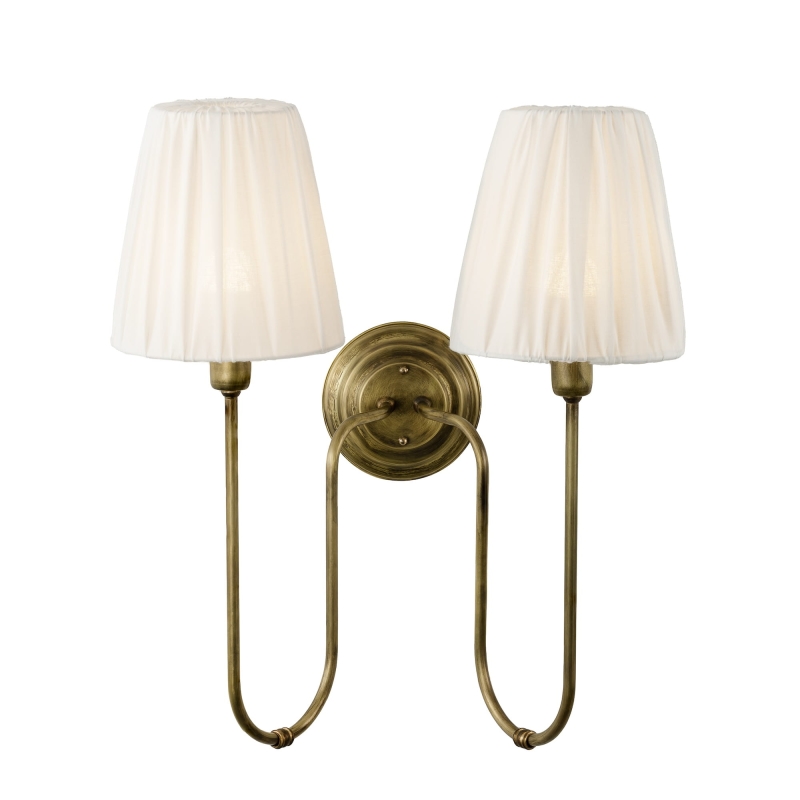 Podwójny kinkiet mosiężny z marszczonymi abażurami LAW TWIN.