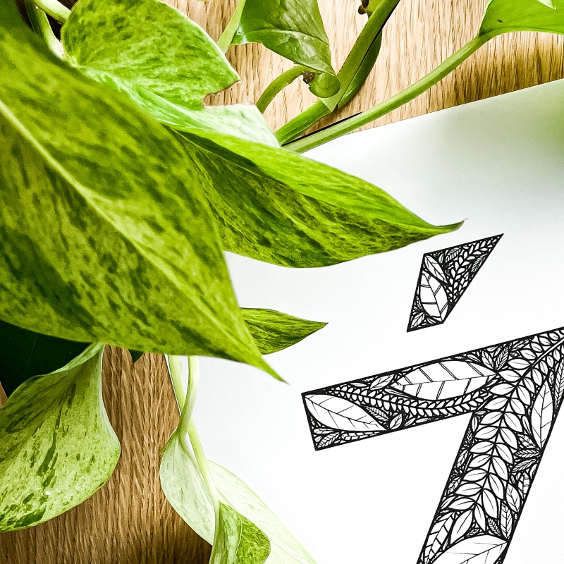 Plakat posiadający motyw roślinny z możliwością personalizacji - litera Ź - detal