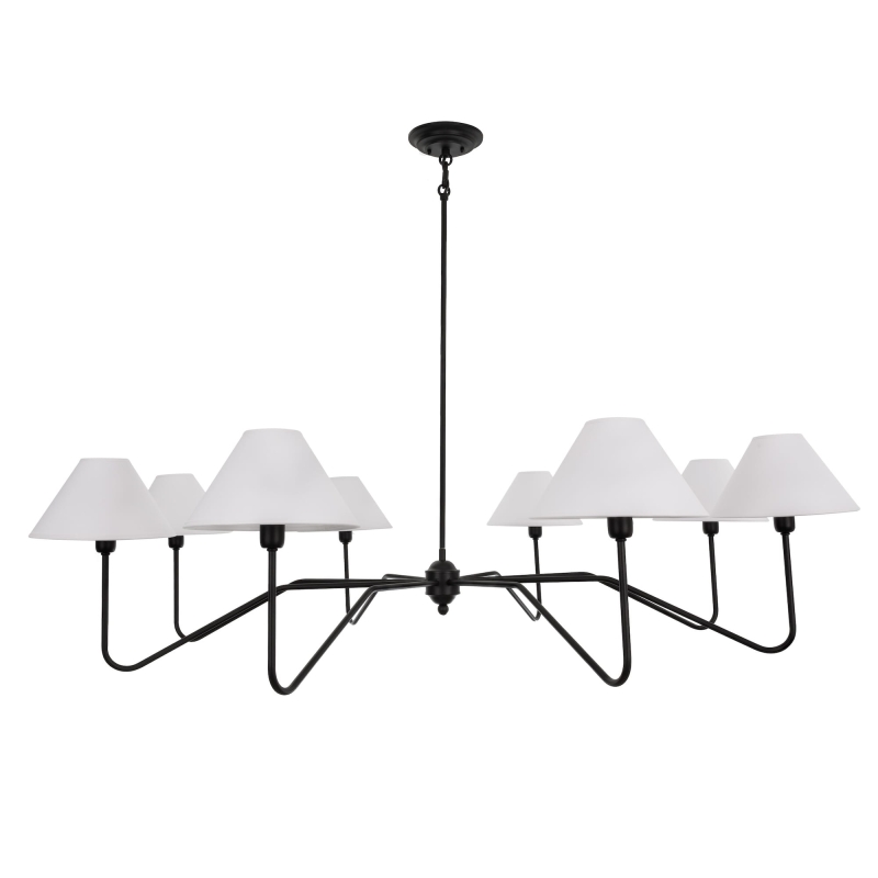 Duży czarny żyrandol z szerokimi abażurami SIMPLE PLUS L - białe abażury.