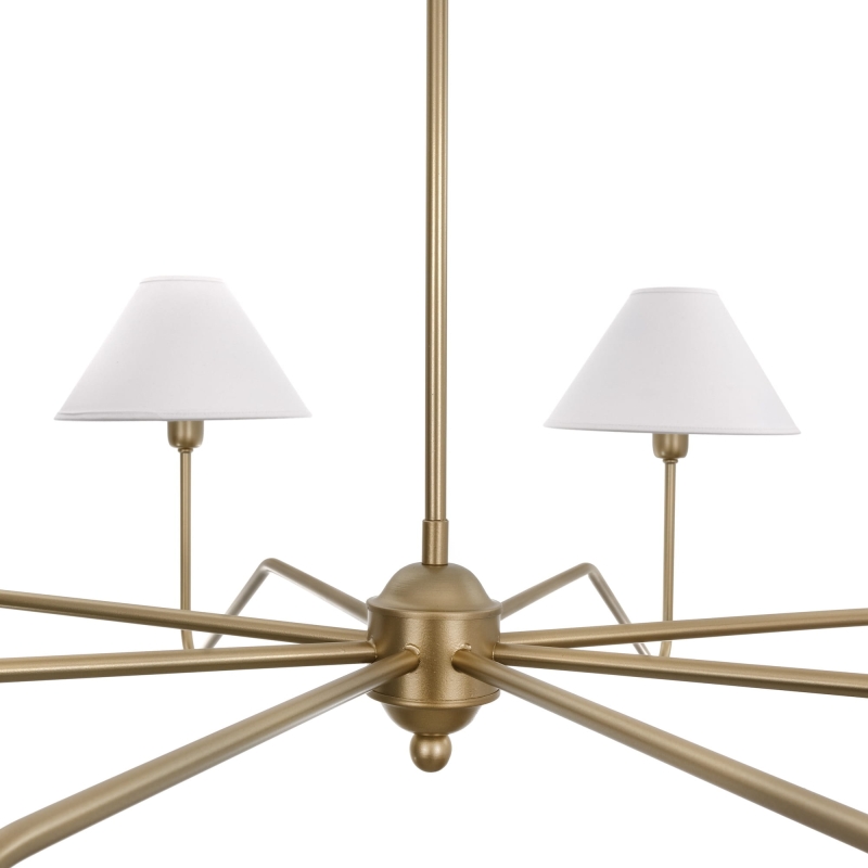 Duży złoty żyrandol z szerokimi abażurami SIMPLE PLUS L - detal.