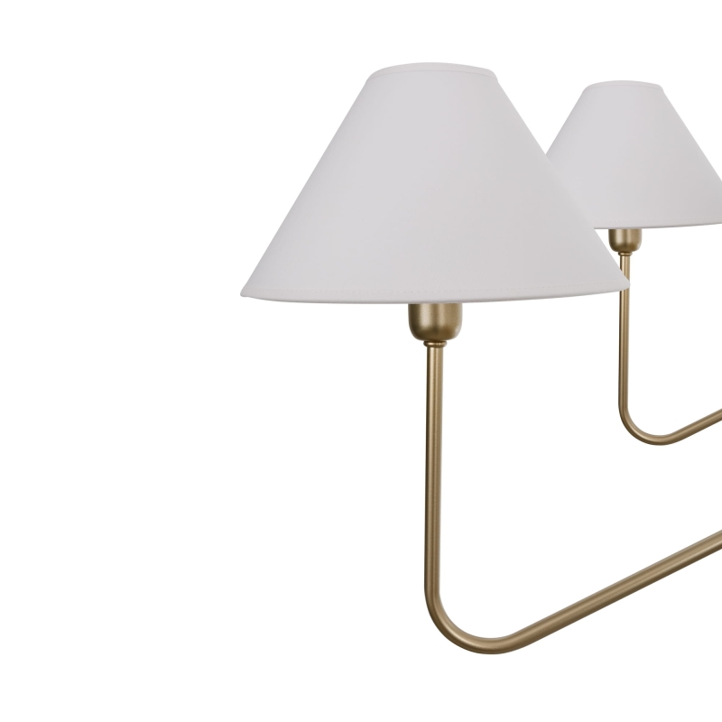 Duży złoty żyrandol z szerokimi abażurami SIMPLE PLUS L - białe abażury.