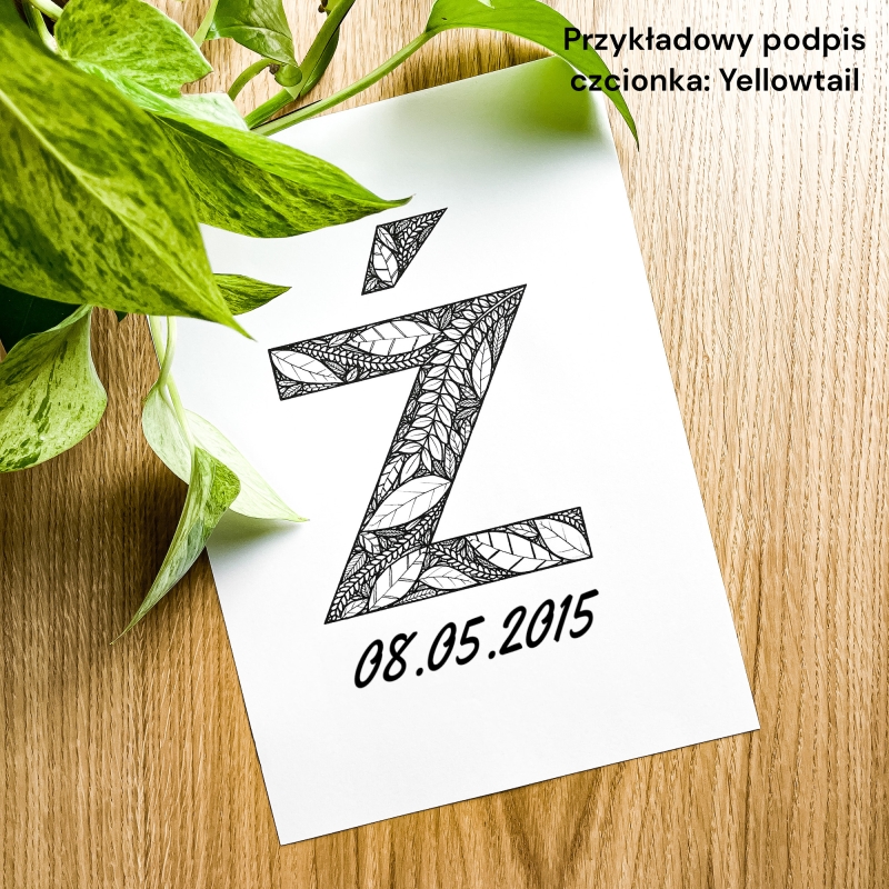 Plakat posiadający motyw roślinny z możliwością personalizacji - litera Ź - przykładowy podpis