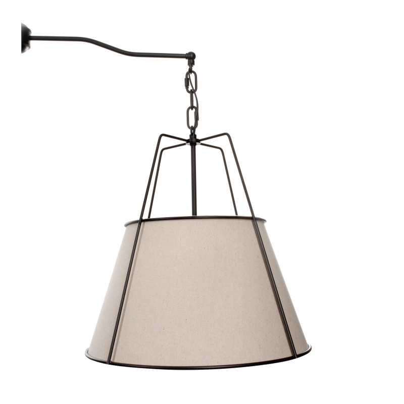 Czarna podwójna lampa wisząca z lnianymi abażurami AMBER TWIN