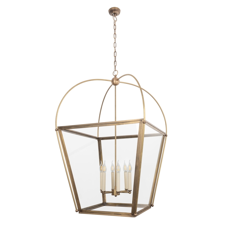 Duża mosiężna lampa wisząca klatka ANTIQUE