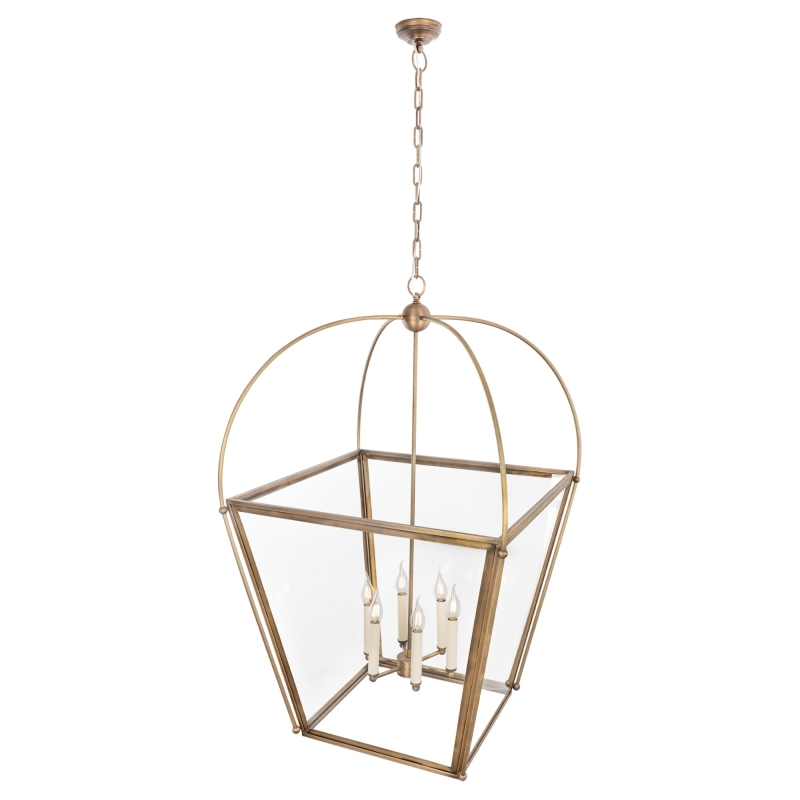 Duża mosiężna lampa wisząca klatka ANTIQUE