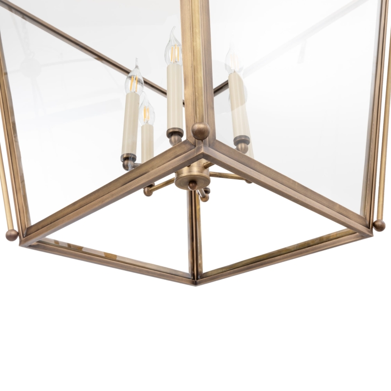 Duża mosiężna lampa wisząca klatka ANTIQUE